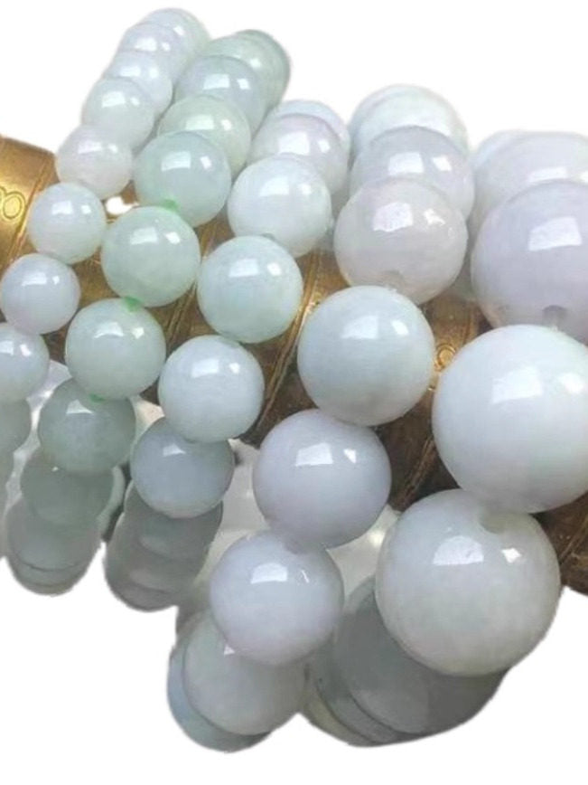 Bracelet en Jadéite Naturelle de Birmanie – Perles Rondes 8 mm / 10 mm / 13 mm / 16 mm – Avec Certificat