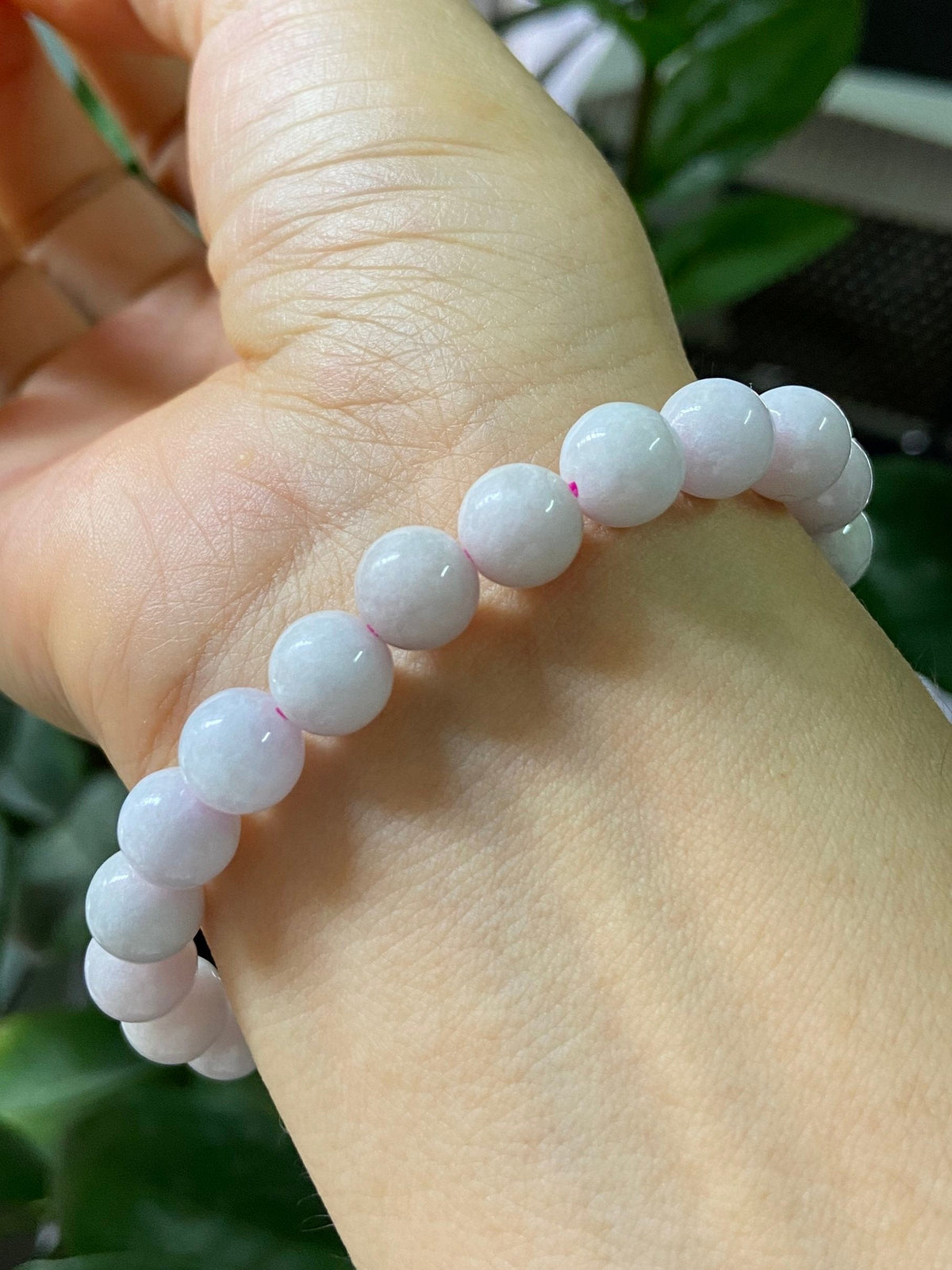 Bracelet en Jadéite Lavande Naturelle – Perles Rondes 8 mm – Bracelet Élégant Femme & Homme