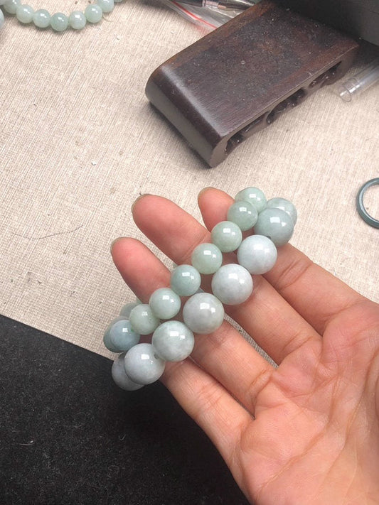 Bracelet en Jadéite Naturelle de Birmanie – Perles Rondes 8 mm / 10 mm / 13 mm / 16 mm – Avec Certificat