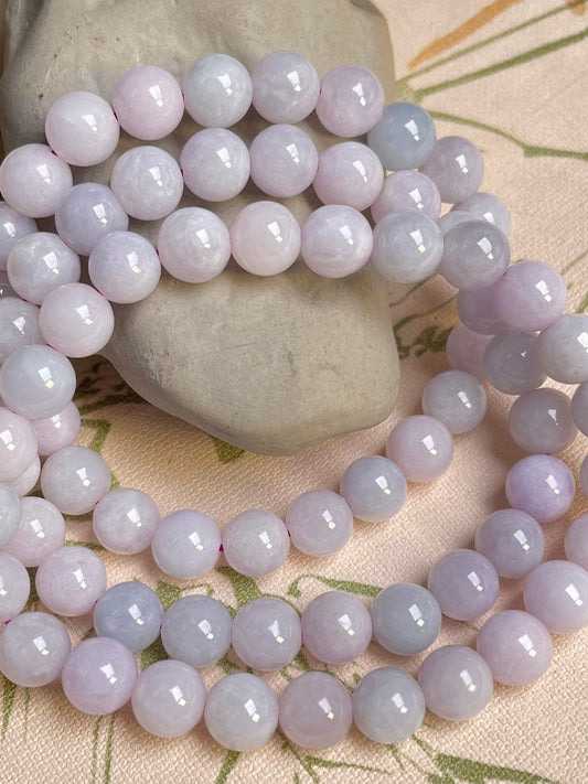 Bracelet en Jadéite Lavande Naturelle – Perles Rondes 8 mm – Bracelet Élégant Femme & Homme