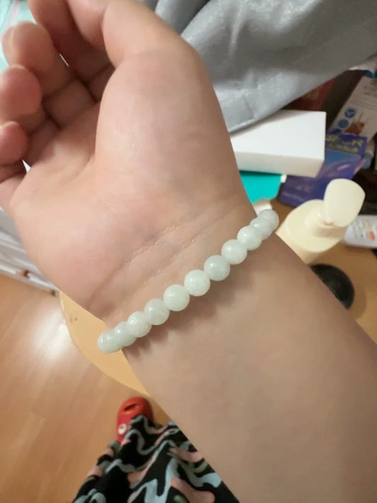 Perles Rondes en Jadéite Naturelle – Blanc Lavande & Vert Clair – Perles Percées pour Création de Bijoux DIY